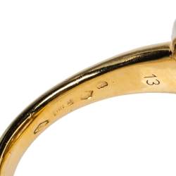 Pre Owned خاتم غوتشي كوكتيل ذهب أصفر عيار 18 ألماس حجر مرجان مالكيت هبيتي هورسبيت مقاس 54