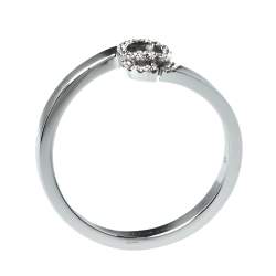 Gucci GG Running Diamond 18K White Gold Stack Ring Size 50