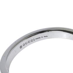 Gucci GG Running Diamond 18K White Gold Stack Ring Size 50