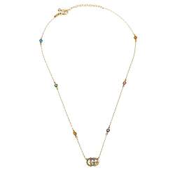 Gucci Multi-Colored Stone 18K Yellow Gold Station Necklace