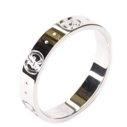 Gucci 18K White Gold Icon Band Ring Size EU 57