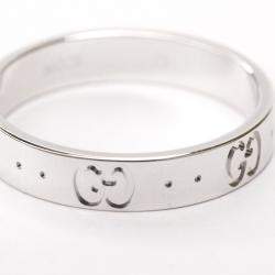 Gucci 18K White Gold Icon Band Ring Size EU 57