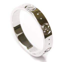 Gucci 18K White Gold Icon Band Ring Size EU 57