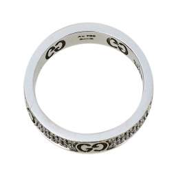 Gucci Icon Diamond 18k White Gold Band Ring Size 50