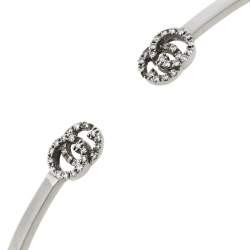 Gucci GG Running Diamond 18K White Gold Open Cuff Bracelet