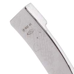 Gucci GG Motif 18K White Gold Narrow Open Cuff Bracelet 