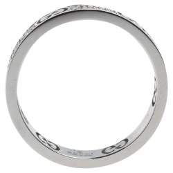 Pre Owned خاتم غوتشي ذهب أبيض عيار 18 ألماس أيقونة مقاس 53