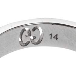 Pre Owned خاتم غوتشي ذهب أبيض عيار 18 ألماس أيقونة مقاس 53