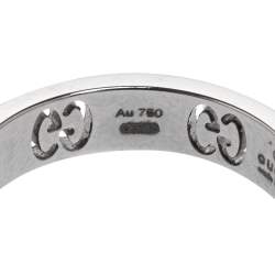 Pre Owned خاتم غوتشي ذهب أبيض عيار 18 ألماس أيقونة مقاس 53