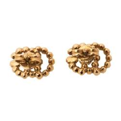 Pre Owned Gucci GG Running Diamond 18K Yellow Gold Stud Earrings