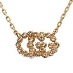 Gucci GG Running Diamond 18k Yellow Gold Station Necklace