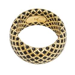 Gucci Diamantissima Black Enamel 18k Yellow Gold Band Ring Size 52