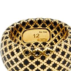 Gucci Diamantissima Black Enamel 18k Yellow Gold Band Ring Size 52
