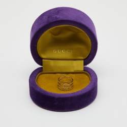 Pre Owned Gucci Running G Diamond 18k Yellow Gold Ring Size 56