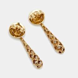 Pre Owned Gucci Diamantissima 18K Rose Gold Drop Earrings