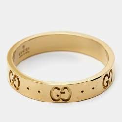 Gucci Icon 18k Yellow Gold Band Ring Size 59