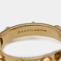 Gucci Flora Diamonds 18k Yellow Gold Ring Size 57