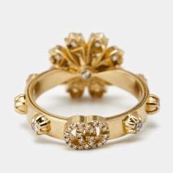 Gucci Flora Diamonds 18k Yellow Gold Ring Size 57
