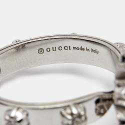 Gucci Flora Diamonds 18k White Gold Ring Size 57