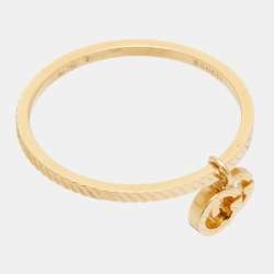 Gucci GG Running 18k Yellow Gold Charm Ring Size 56