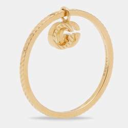 Gucci GG Running 18k Yellow Gold Charm Ring Size 56