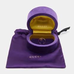 Gucci GG Running 18k Yellow Gold Charm Ring Size 56