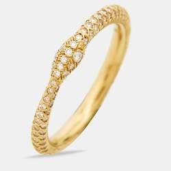 Gucci Ouroboros Diamond Pavé Snake 18k Yellow Gold Ring Size 54