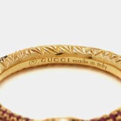 Pre Owned Gucci Ouroboros Multi Gemstone 18k Yellow Gold Ring Size 52