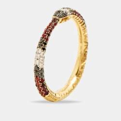 Pre Owned Gucci Ouroboros Multi Gemstone 18k Yellow Gold Ring Size 52