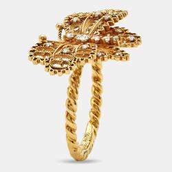 Gucci Le Marche des Merveilles Diamonds 18k Yellow Gold Ring Size 52