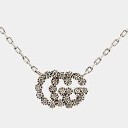 Gucci GG Running Diamond 18K White Gold Station Necklace
