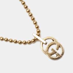 Gucci GG 18K Rose Gold Beaded Chain Pendant Necklace