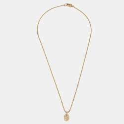 Gucci GG 18K Rose Gold Beaded Chain Pendant Necklace