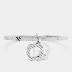 Gucci GG Running 18k White Gold Charm Ring Size 51