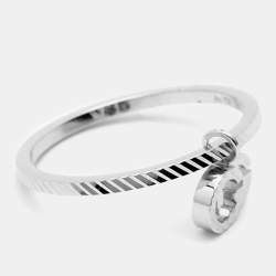 Gucci GG Running 18k White Gold Charm Ring Size 51