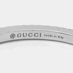 Gucci GG Running 18k White Gold Charm Ring Size 51