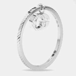Gucci GG Running 18k White Gold Charm Ring Size 51