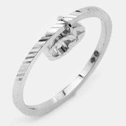 Gucci GG Running 18k White Gold Charm Ring Size 51