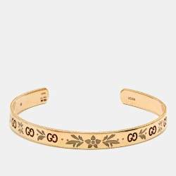 Gucci GG Icon Blossom Enamel 18k Rose Gold Cuff Bracelet 16