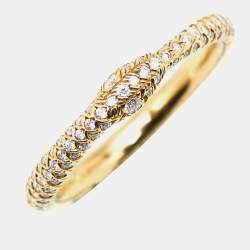 Gucci Ouroboros Diamond Pavé Snake 18k Yellow Gold Ring Size 52