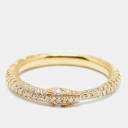 Gucci Ouroboros Diamond Pavé Snake 18k Yellow Gold Ring Size 52