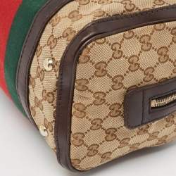 Pre Owned Gucci Brown/Beige GG Canvas and Leather Small Web Joy Boston Bag