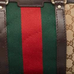 Pre Owned Gucci Brown/Beige GG Canvas and Leather Small Web Joy Boston Bag