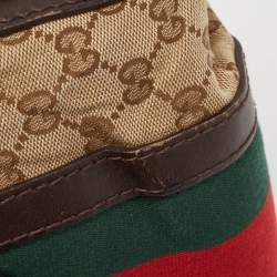 Pre Owned Gucci Brown/Beige GG Canvas and Leather Small Web Joy Boston Bag