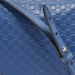 Pre Owned Gucci Blue Micro Guccissima Leather Bree Crossbody Bag