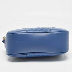 Pre Owned Gucci Blue Micro Guccissima Leather Bree Crossbody Bag