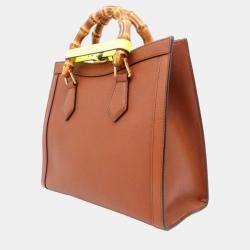 Gucci Brown Leather Small Bamboo Diana Tote Bag