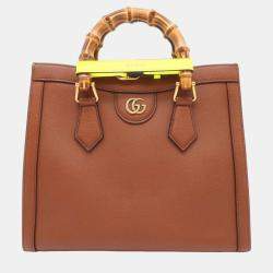 Gucci Brown Leather Small Bamboo Diana Tote Bag