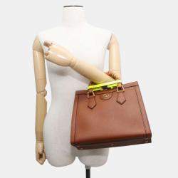 Gucci Brown Leather Small Bamboo Diana Tote Bag