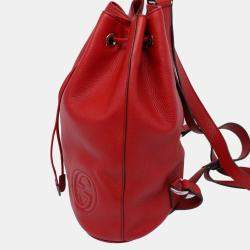 Gucci Red Leather Soho Bucket Bag